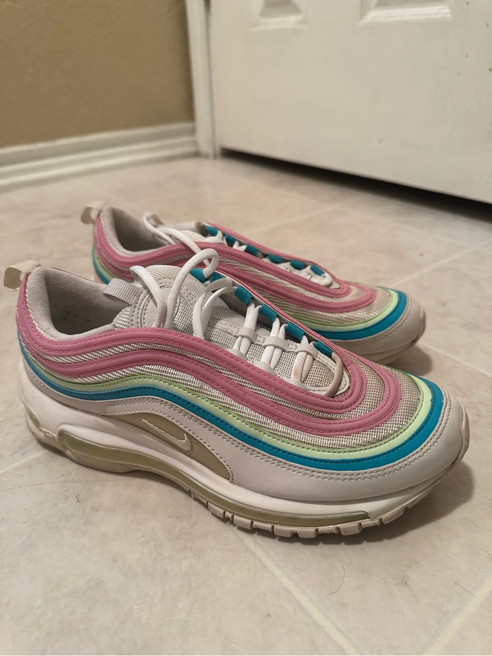 Nike Women Air Max 97 Easter Pastels Pink Blue Sneakers Kicks Shoes Comfy